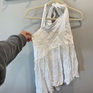 Free people asymmetric white flowy halter top